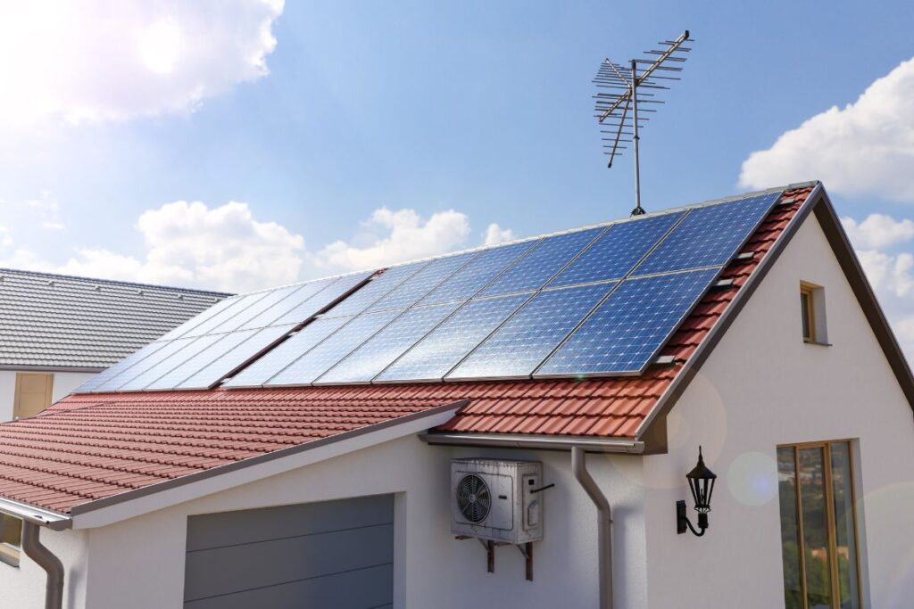 solar panels on the house roof 